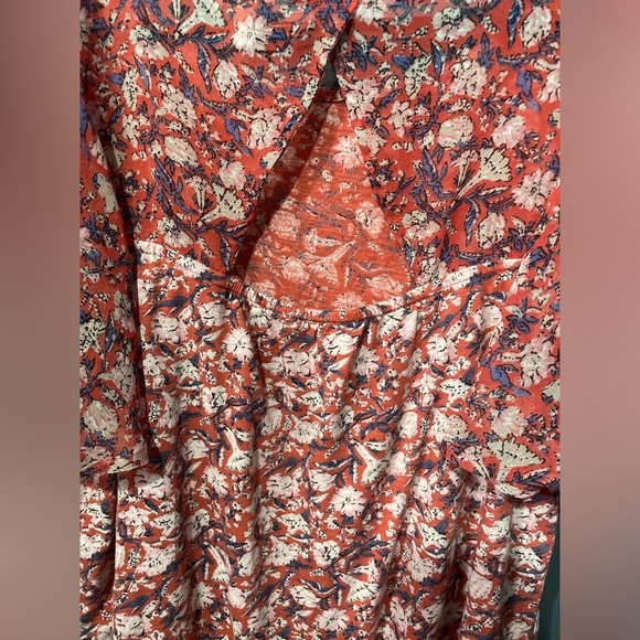 Lucky Brand Mixed Media Flutter Sleeve Floral Lightweight Color:Orange Size:M - Picture 5 of 10